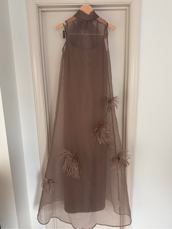 STAUD Dresses & Skirts - STAUD Taupe Albee Truffle Organza Maxi Dress Size Small